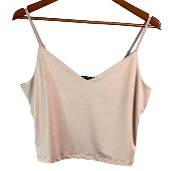 Dynamite Sienna Cami Crop Top Sphinx Nude Double Layer Silky Spaghetti Straps L - Picture 2 of 11
